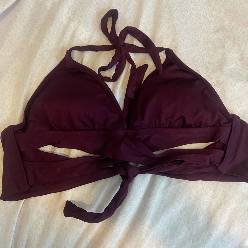 kona sol maroon halter top bikini top